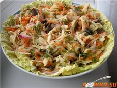 Салат из кальмаров с квашеной капустой