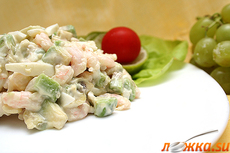 Салат с креветками, мускусной дыней и авокадо - нажмите, чтобы увидеть в полном размере Салат с креветками, мускусной дыней и авокадо