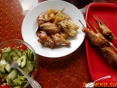 Шалыки с курицей в духовке на уксусе